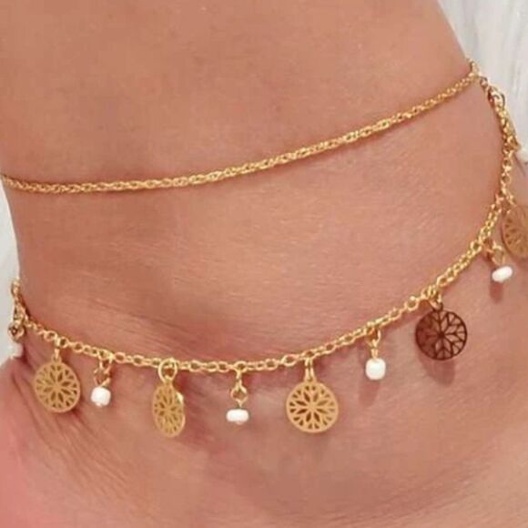 ✨BoHo Round Layered Anklet🎁✨ - Picture 1 of 2